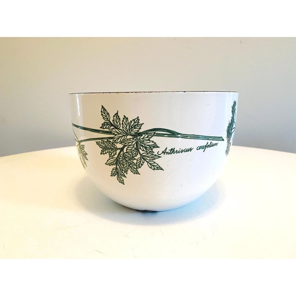 Vtg Arabia Finland Botanical White Enamel Bowl Kaj Franck Anthriscus Cerefolium